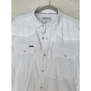 Poncho Shirt Mens Large White Solid Long Sleeve Snap Front Fishing Quick Dry